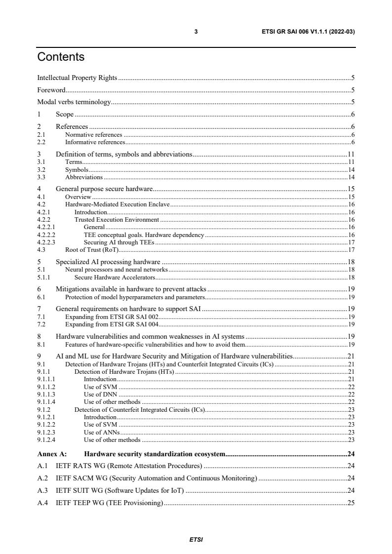 ETSI GR SAI 006 V1.1.1 (2022-03) - Securing ArtificiaI Intelligence (SAI); The role of hardware in security of AI