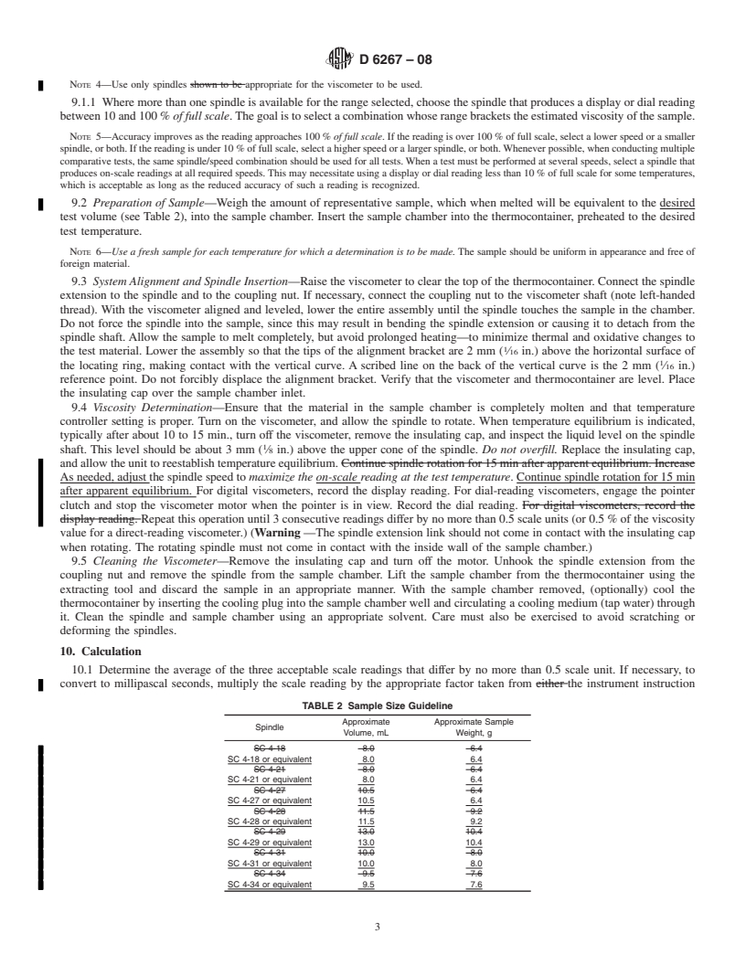 REDLINE ASTM D6267-08 - Standard Test Method for Apparent Viscosity of Hydrocarbon Resins at Elevated Temperatures