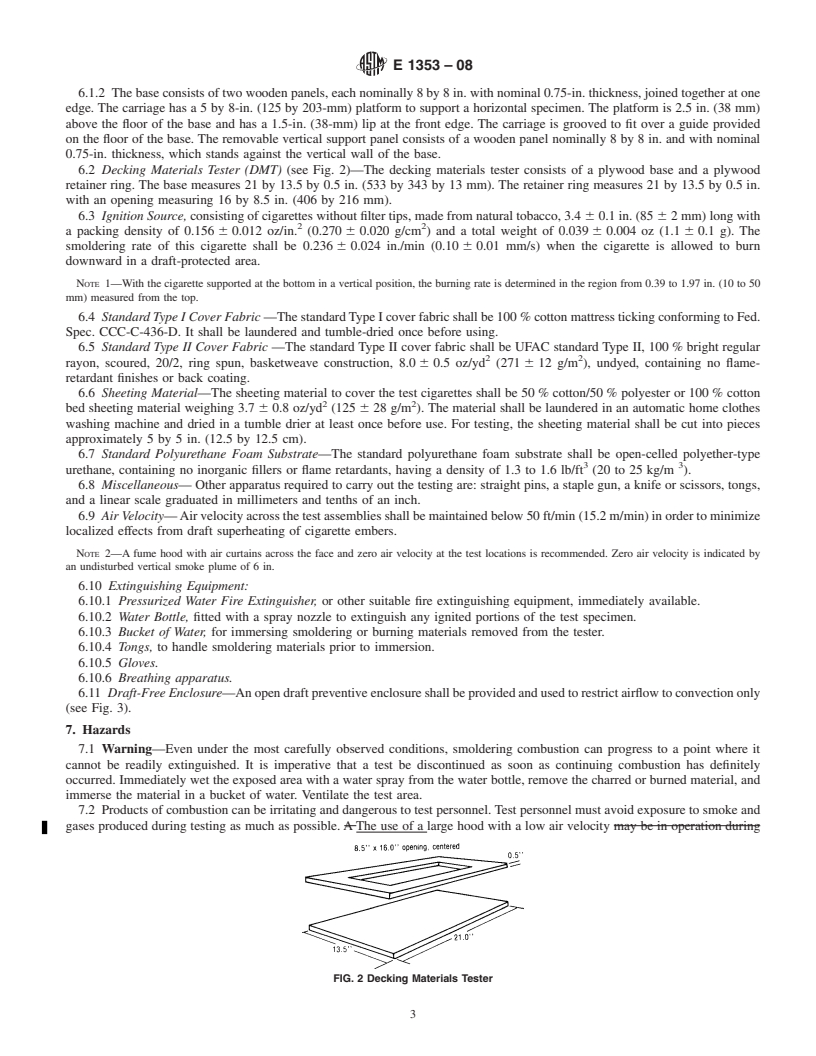 REDLINE ASTM E1353-08 - Standard Test Methods for Cigarette Ignition Resistance of Components of Upholstered Furniture