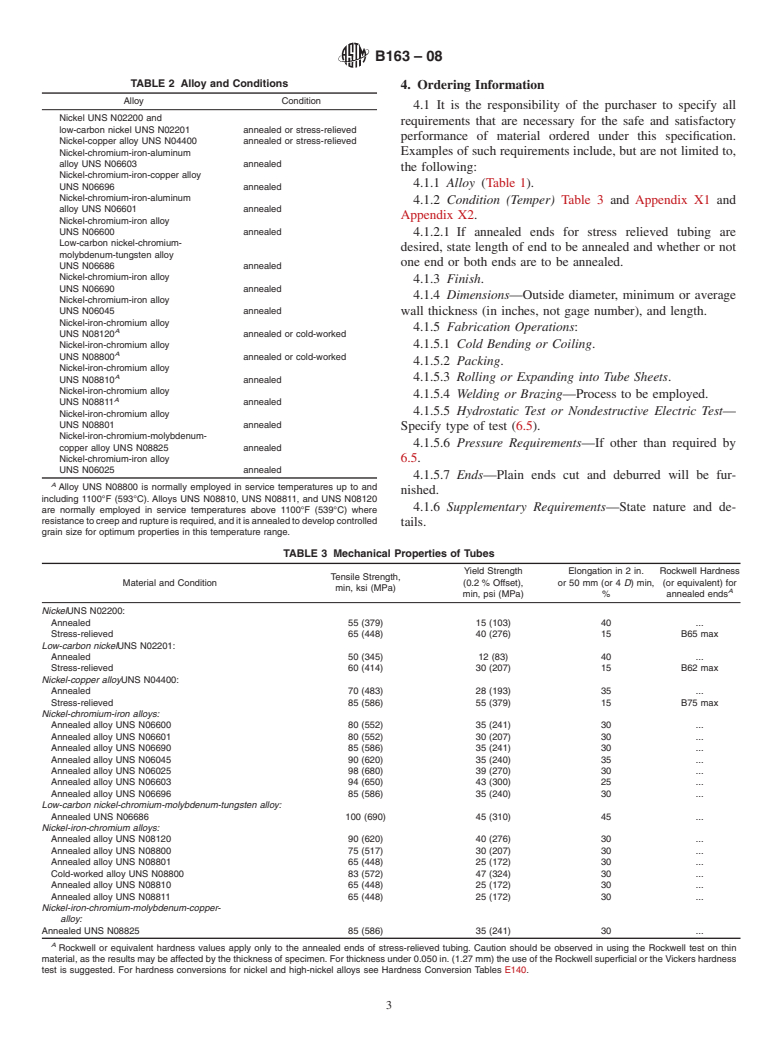 ASTM B163-08 - Standard Specification for  Seamless Nickel and Nickel Alloy Condenser and Heat-Exchanger Tubes