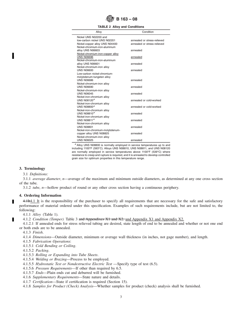 REDLINE ASTM B163-08 - Standard Specification for  Seamless Nickel and Nickel Alloy Condenser and Heat-Exchanger Tubes
