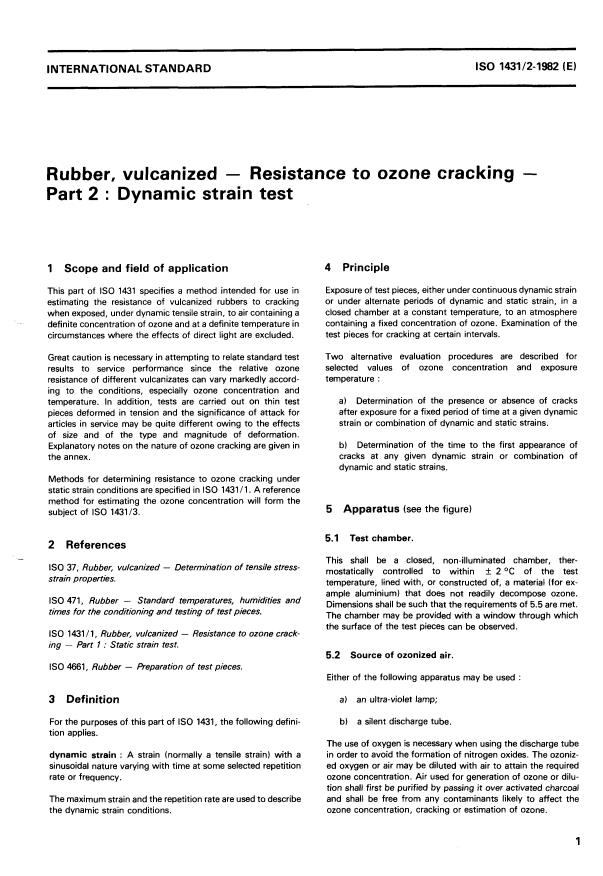 ISO 1431-2:1982 - Rubber, vulcanized -- Resistance to ozone cracking