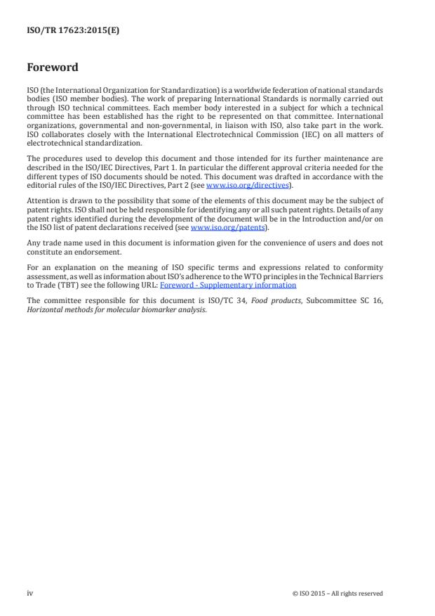 ISO/TR 17623:2015 ISO/TR 17623:2015 - Molecular biomarker analysis -- SSR analysis of maize - Page 4 preview