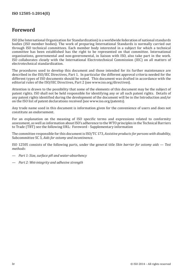 ISO 12505-1:2014 ISO 12505-1:2014 - Skin barrier for ostomy aids -- Test methods - Page 4 preview