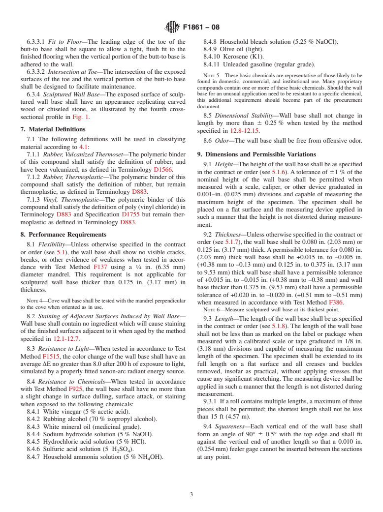 ASTM F1861-08 - Standard Specification for Resilient Wall Base