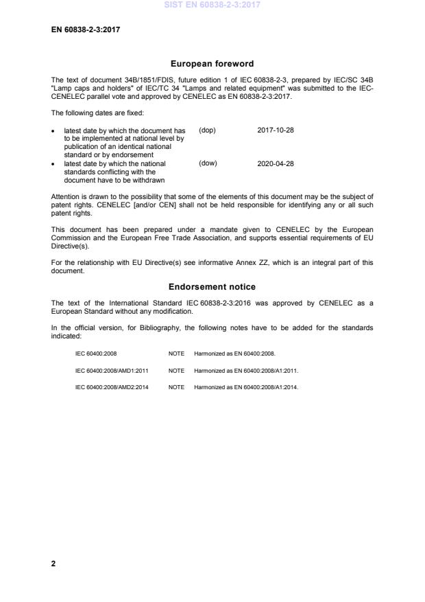 SIST EN 60838-2-3:2017 SIST EN 60838-2-3:2017 - Page 4 preview