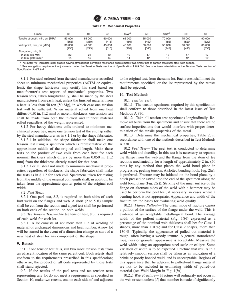 ASTM A769/A769M-00 - Standard Specification for Carbon and High-Strength Electric Resistance Welded Steel Structural Shapes