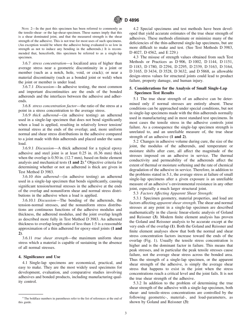 ASTM D4896-01 - Standard Guide for Use of Adhesive-Bonded Single Lap-Joint Specimen Test Results