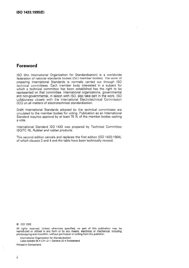 ISO 1433:1995 ISO 1433:1995 - Rubber, vulcanized -- Preferred gradations of properties - Page 2 preview