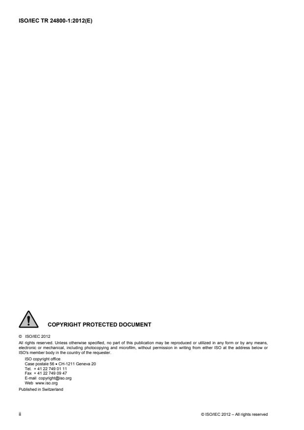 ISO/IEC TR 24800-1:2012 ISO/IEC TR 24800-1:2012 - Information technology -- JPSearch - Page 2 preview