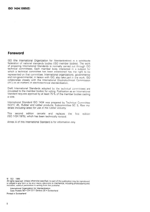 ISO 1434:1995 ISO 1434:1995 - Natural rubber in bales -- Amount of bale coating -- Determination - Page 2 preview
