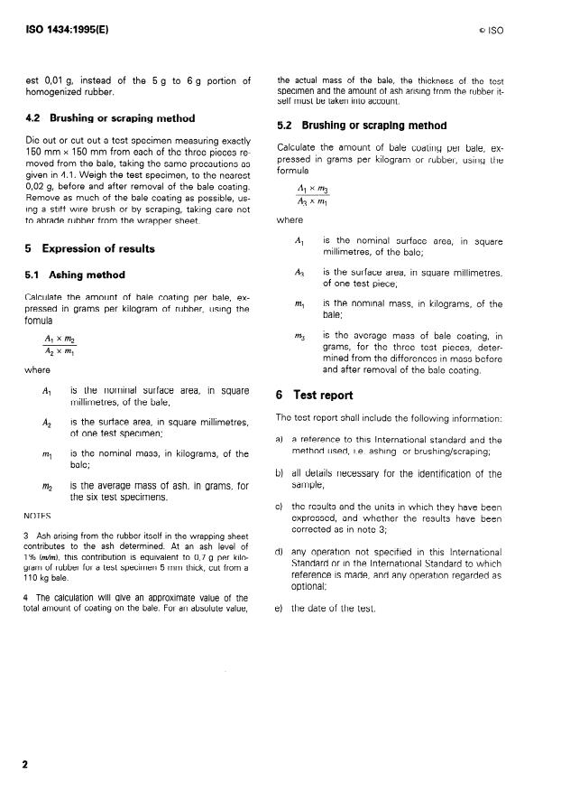 ISO 1434:1995 ISO 1434:1995 - Natural rubber in bales -- Amount of bale coating -- Determination - Page 4 preview