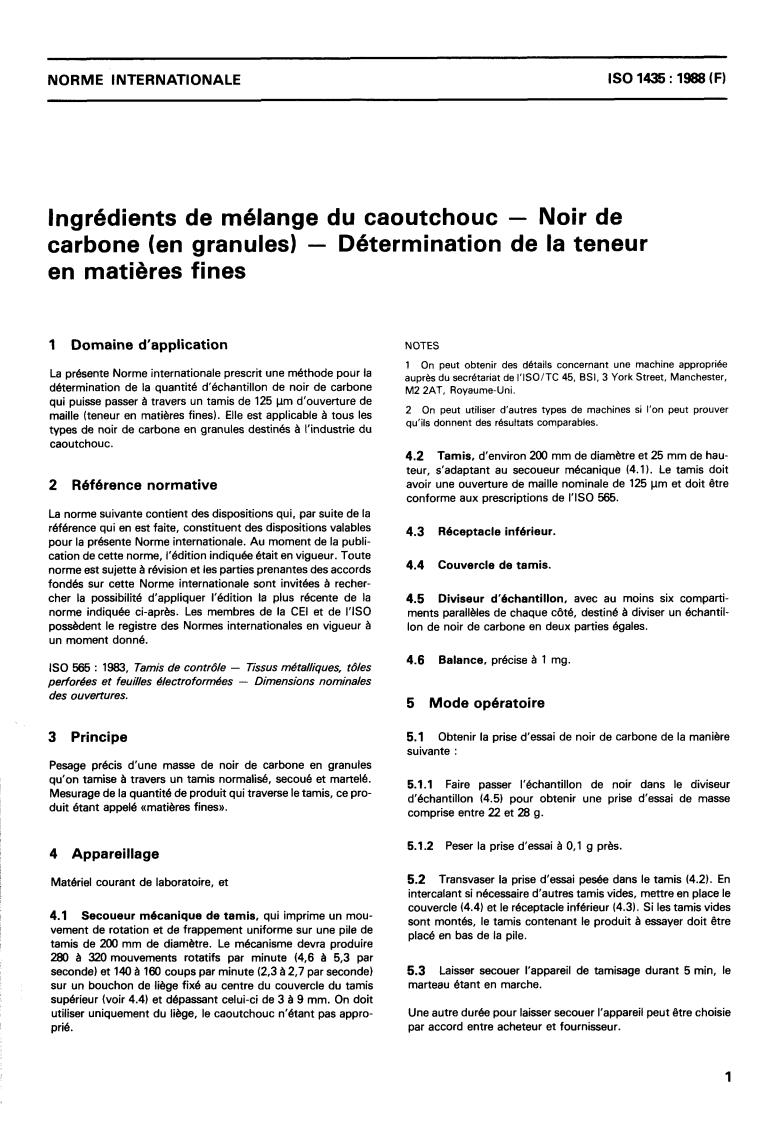 ISO 1435:1988 - Rubber compounding ingredients — Carbon black (pelletized) — Determination of fines content
Released:7/28/1988