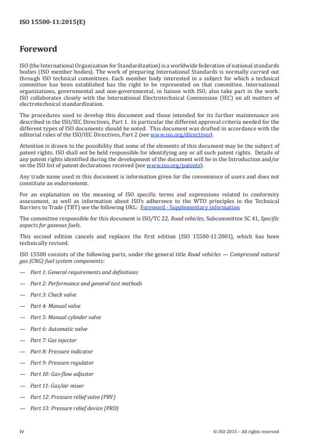 ISO 15500-11:2015 ISO 15500-11:2015 - Road vehicles -- Compressed natural gas (CNG) fuel system components - Page 4 preview