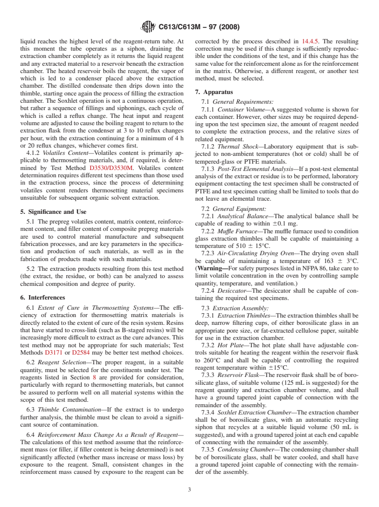 ASTM C613/C613M-97(2008) - Standard Test Method for  Constituent Content of Composite Prepreg by Soxhlet Extraction