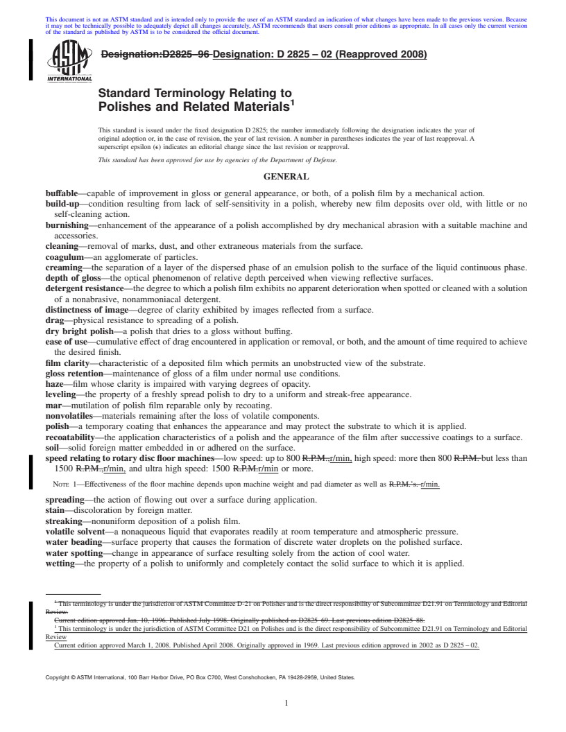 REDLINE ASTM D2825-02(2008) - Standard Terminology Relating to  Polishes and Related Materials