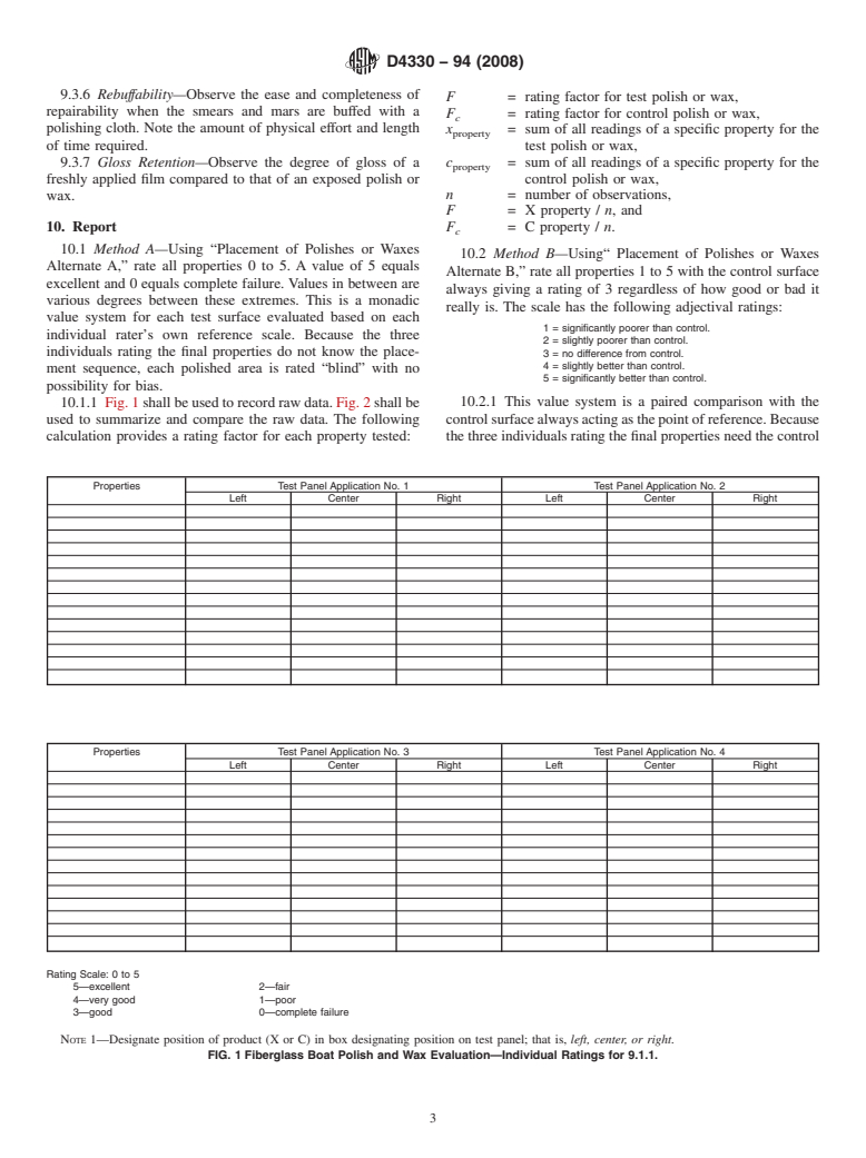 ASTM D4330-94(2008) - Standard Practice for  Evaluation of Fiberglass Boat Polish and Wax