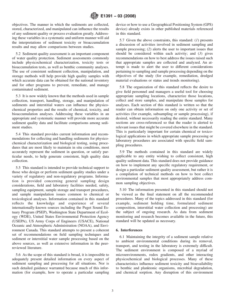 ASTM E1391-03(2008) - Standard Guide for Collection, Storage, Characterization, and Manipulation of Sediments for Toxicological Testing and for Selection of Samplers Used to Collect Benthic Invertebrates