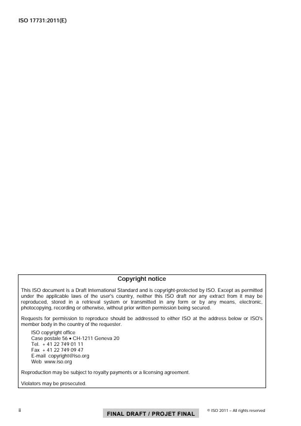 ISO/FDIS 17731 ISO/FDIS 17731 - Vehicle headlighting systems photometric performance -- Method of assessment - Page 2 preview