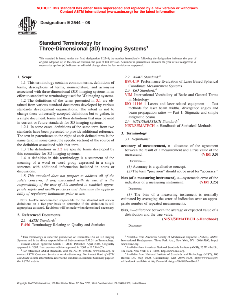 ASTM E2544-08 - Standard Terminology for Three-Dimensional (3D) Imaging Systems