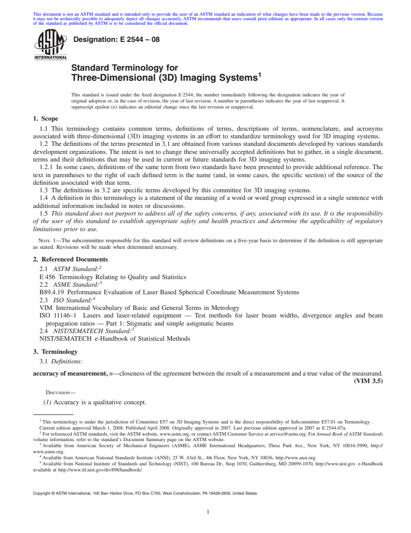 REDLINE ASTM E2544-08 - Standard Terminology for Three-Dimensional (3D) Imaging Systems