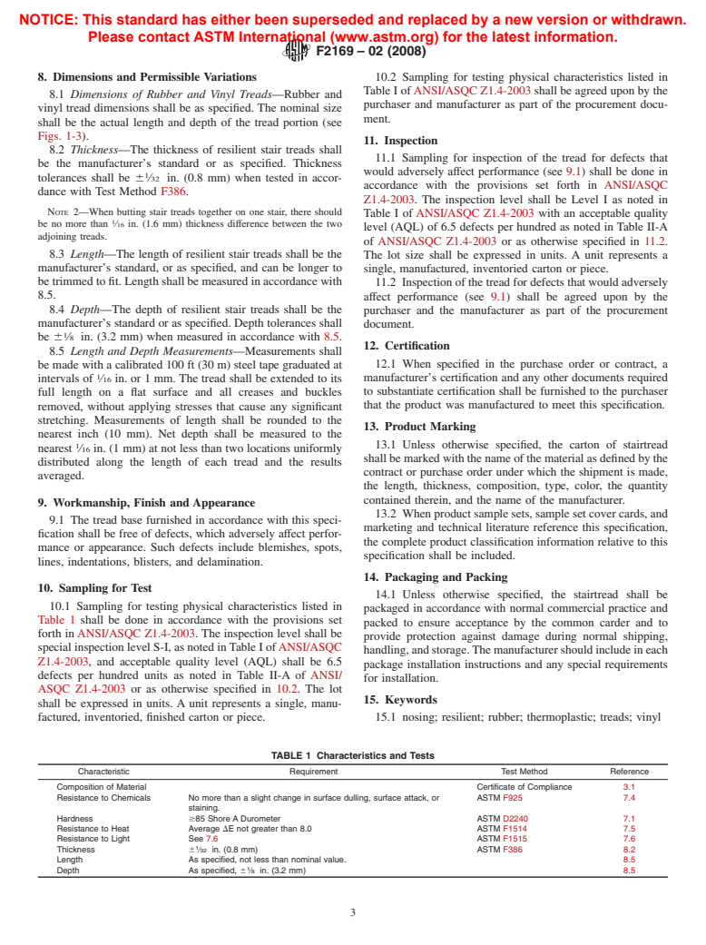 ASTM F2169-02(2008) - Standard Specification for Resilient Stair Treads