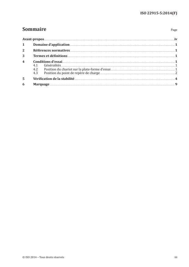 ISO 22915-5:2014 - Chariots de manutention -- Vérification de la stabilité