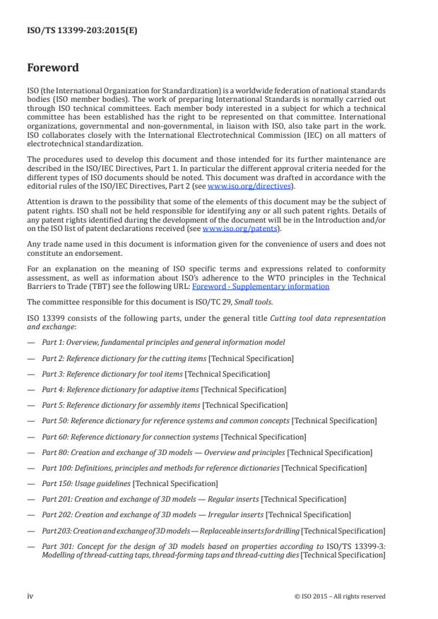 ISO/TS 13399-203:2015 ISO/TS 13399-203:2015 - Cutting tool data representation and exchange - Page 4 preview