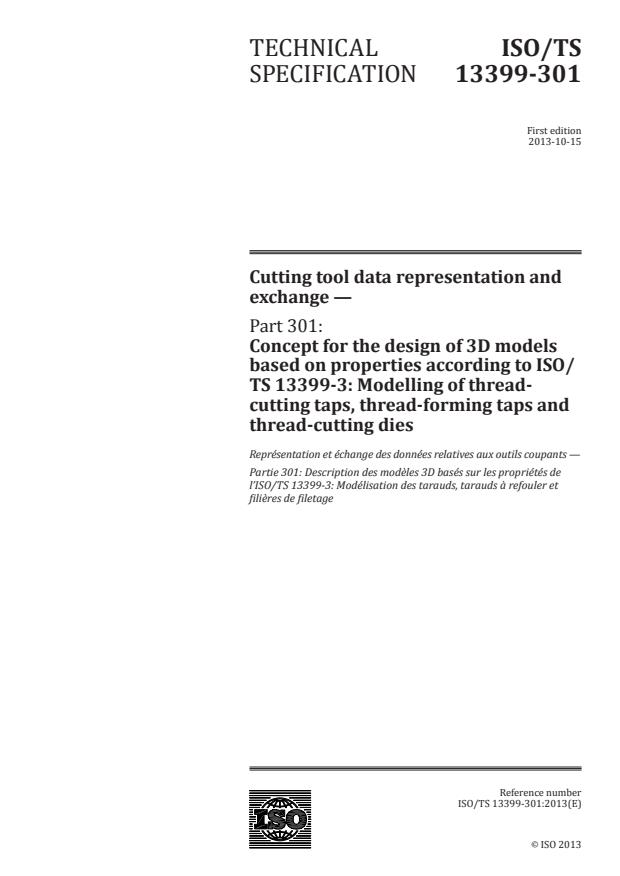 ISO/TS 13399-301:2013 - Cutting tool data representation and exchange