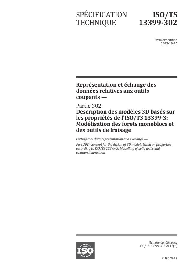 ISO/TS 13399-302:2013 - Représentation et échange des données relatives aux outils coupants