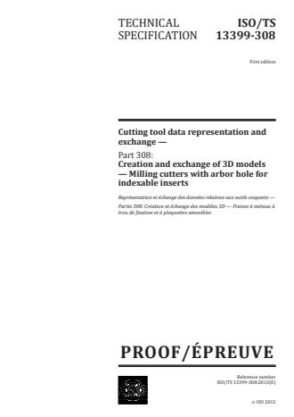 ISO/TS 13399-308:2016 - Cutting tool data representation and exchange