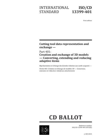 ISO/TS 13399-401:2016 - Cutting tool data representation and exchange