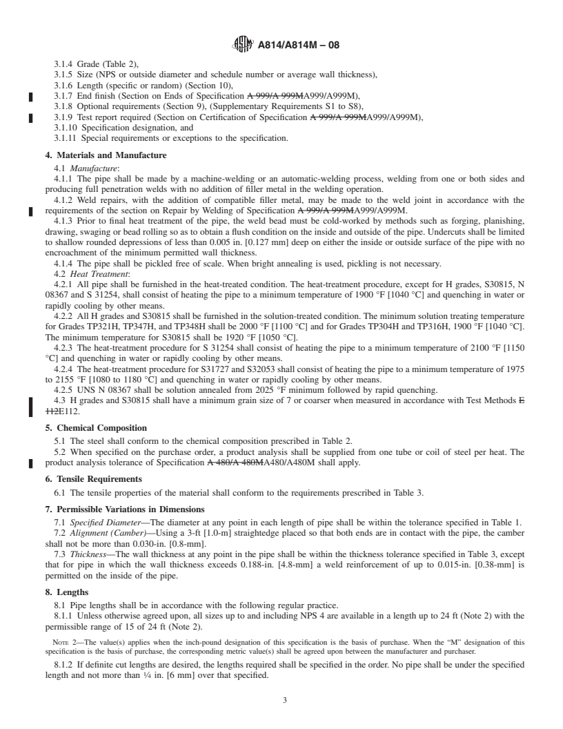 REDLINE ASTM A814/A814M-08 - Standard Specification for  Cold-Worked Welded Austenitic Stainless Steel Pipe