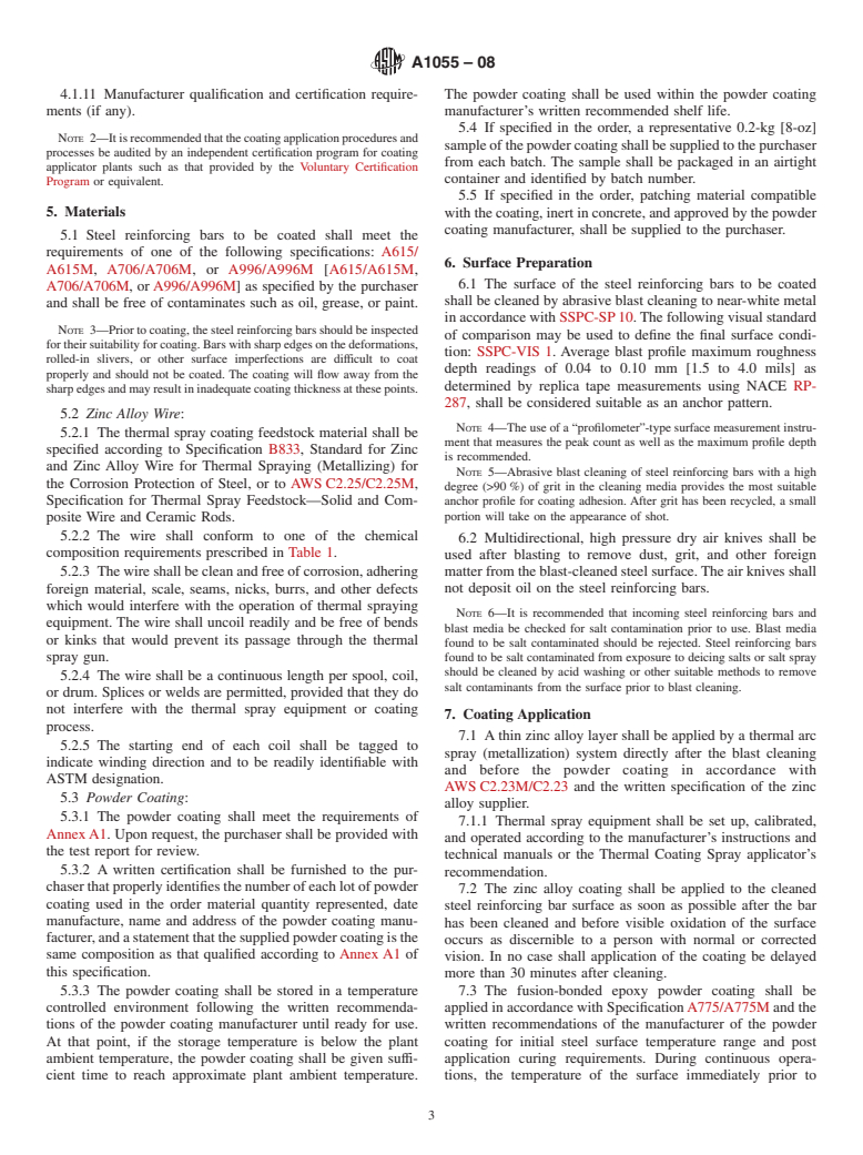ASTM A1055-08 - Standard Specification for Zinc and Epoxy Dual Coated Steel Reinforcing Bars