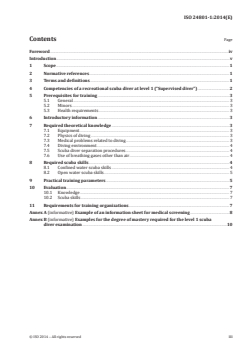 ISO 24801-1:2014 - Recreational diving services — Requirements for the training of recreational scuba divers — Part 1: Level 1 — Supervised diver
Released:3/31/2014 - Page 3 preview