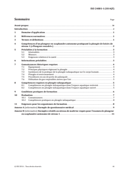 ISO 24801-1:2014 - Services relatifs à la plongée de loisirs — Exigences concernant la formation des plongeurs pratiquant la plongée de loisirs — Partie 1: Niveau 1 — Plongeur encadré
Released:3/31/2014 - Page 3 preview