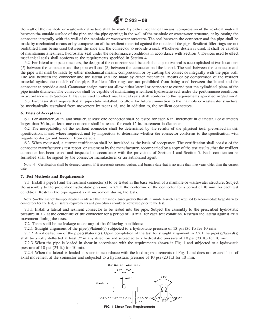 REDLINE ASTM C923-08 - Standard Specification for  Resilient Connectors Between Reinforced Concrete Manhole Structures, Pipes, and Laterals