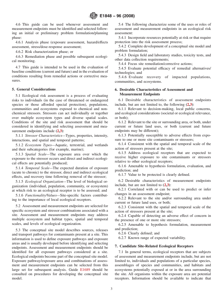 ASTM E1848-96(2008) - Standard Guide for  Selecting and Using Ecological Endpoints for Contaminated Sites