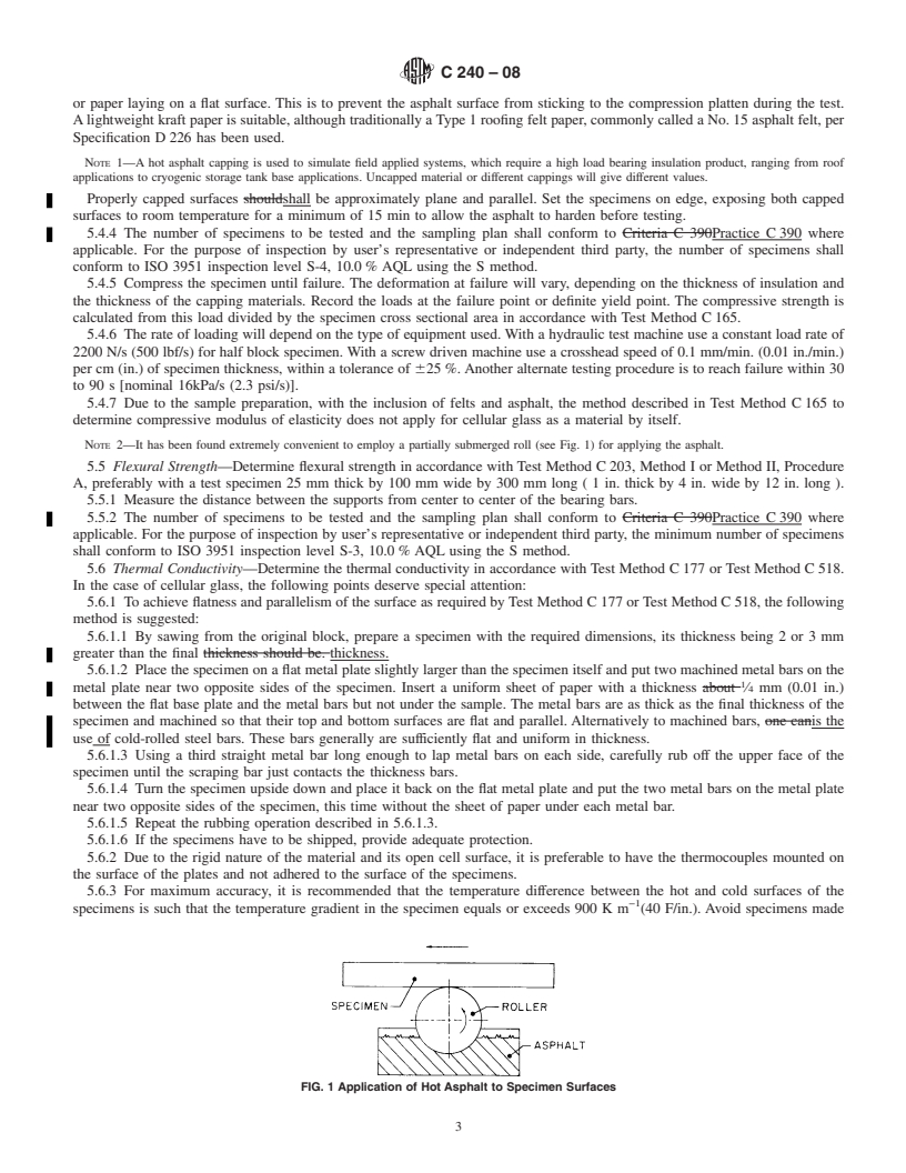 REDLINE ASTM C240-08 - Standard Test Methods of  Testing Cellular Glass Insulation Block