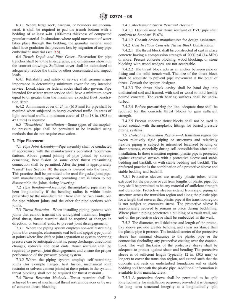 ASTM D2774-08 - Standard Practice for Underground Installation of Thermoplastic Pressure Piping