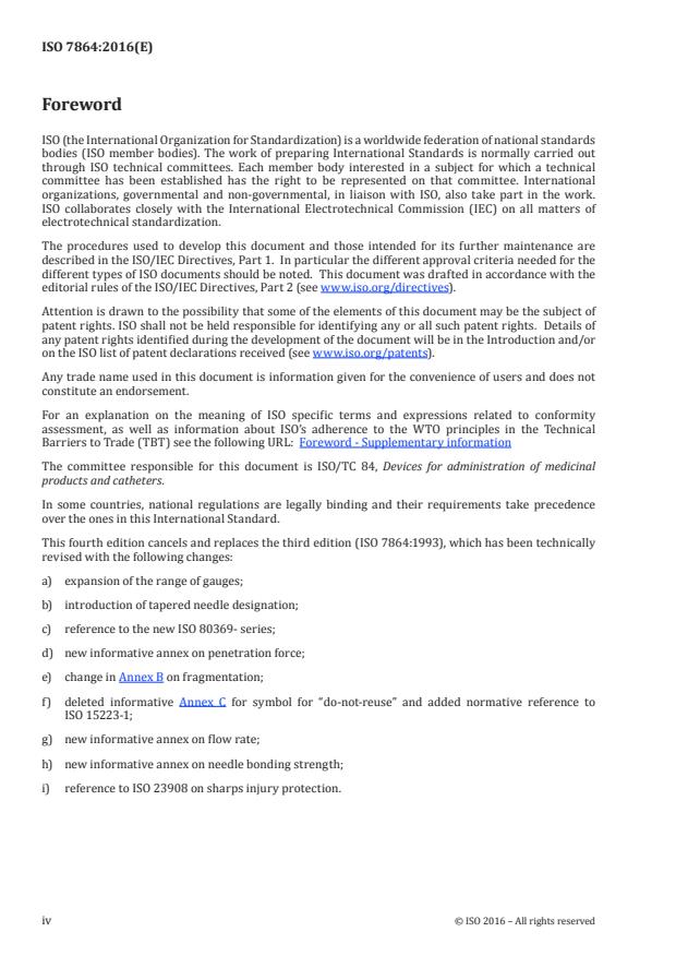 ISO 7864:2016 ISO 7864:2016 - Sterile hypodermic needles for single use -- Requirements and test methods - Page 4 preview