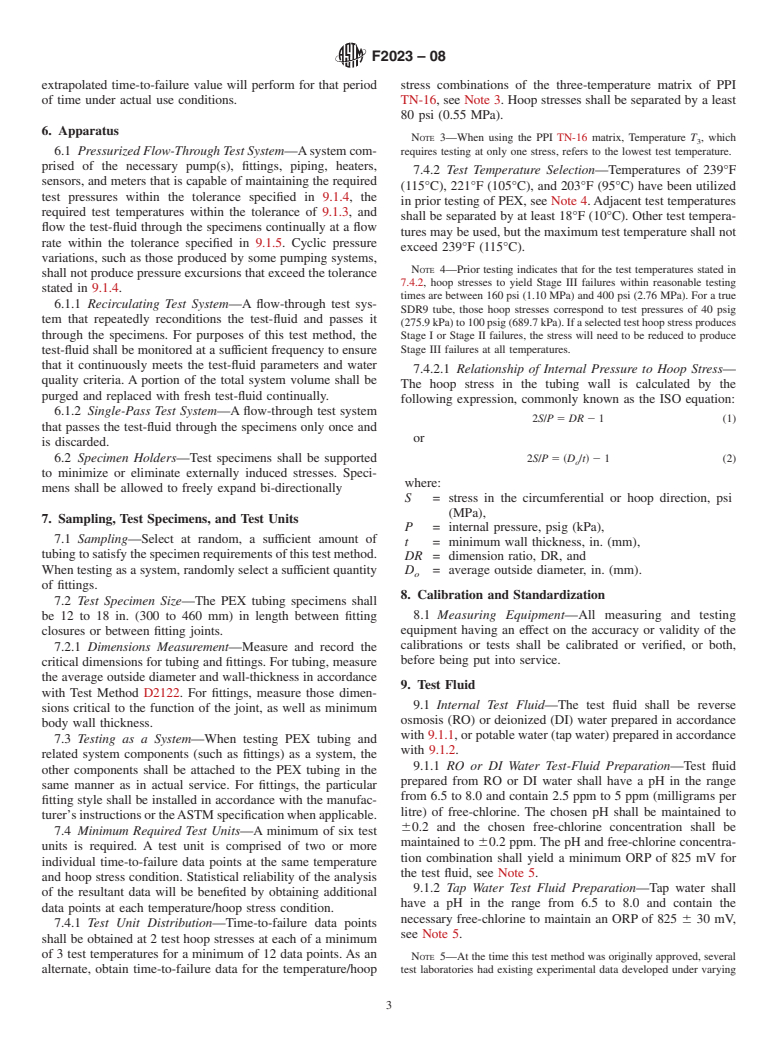 ASTM F2023-08 - Standard Test Method for Evaluating the Oxidative Resistance of Crosslinked Polyethylene (PEX) Tubing and Systems to Hot Chlorinated Water