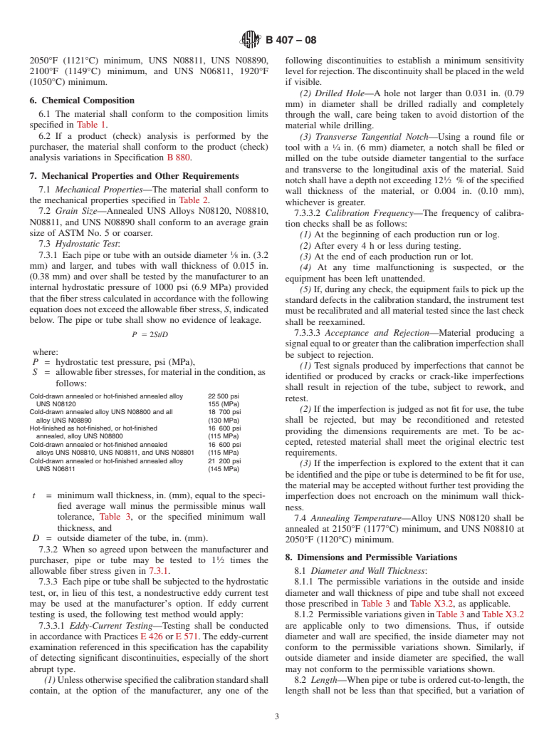 ASTM B407-08 - Standard Specification for  Nickel-Iron-Chromium Alloy Seamless Pipe and Tube