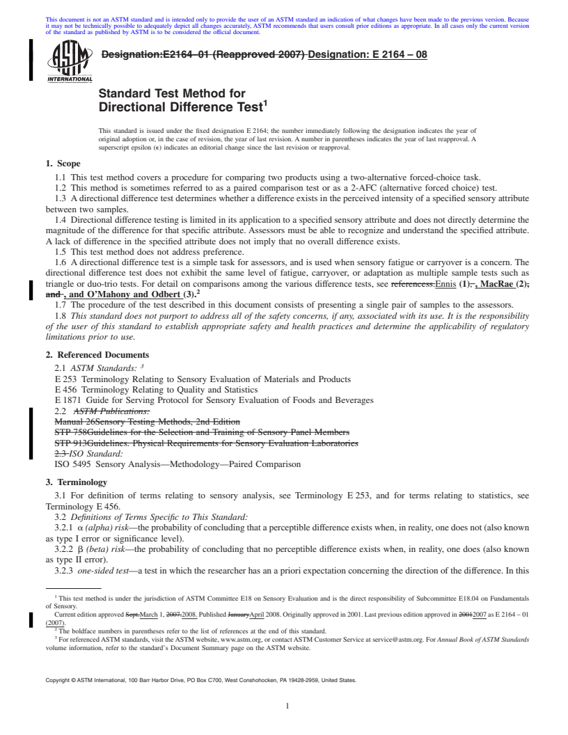 REDLINE ASTM E2164-08 - Standard Test Method for Directional Difference Test