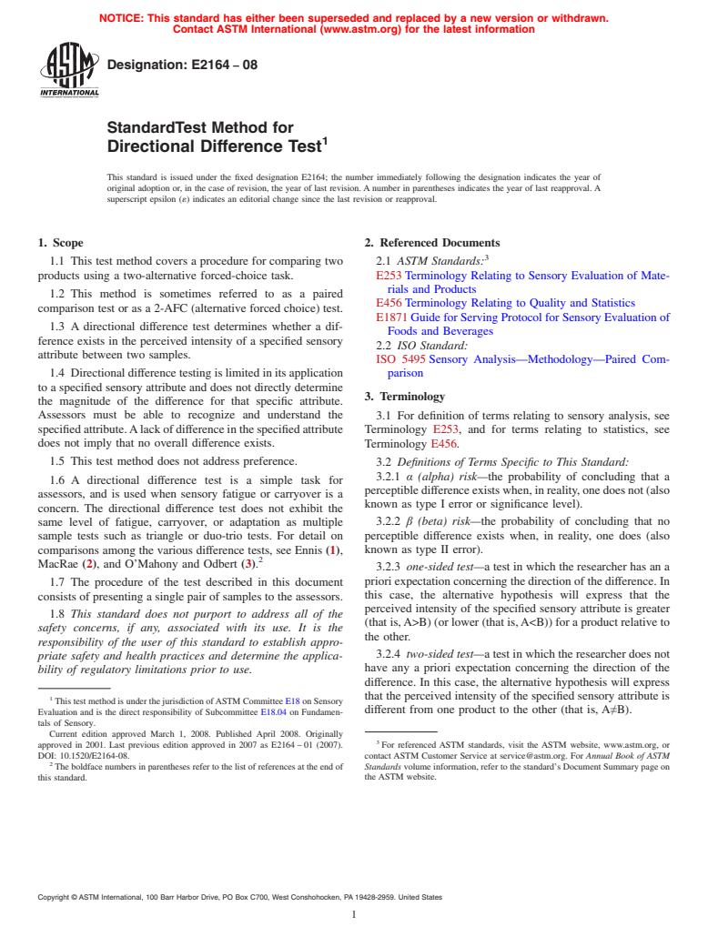 ASTM E2164-08 - Standard Test Method for Directional Difference Test