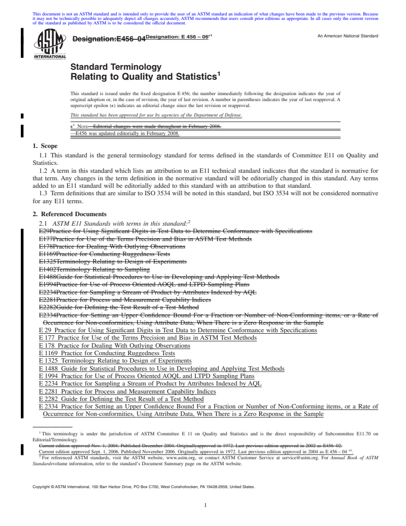REDLINE ASTM E456-06e1 - Standard Terminology  Relating to Quality and Statistics