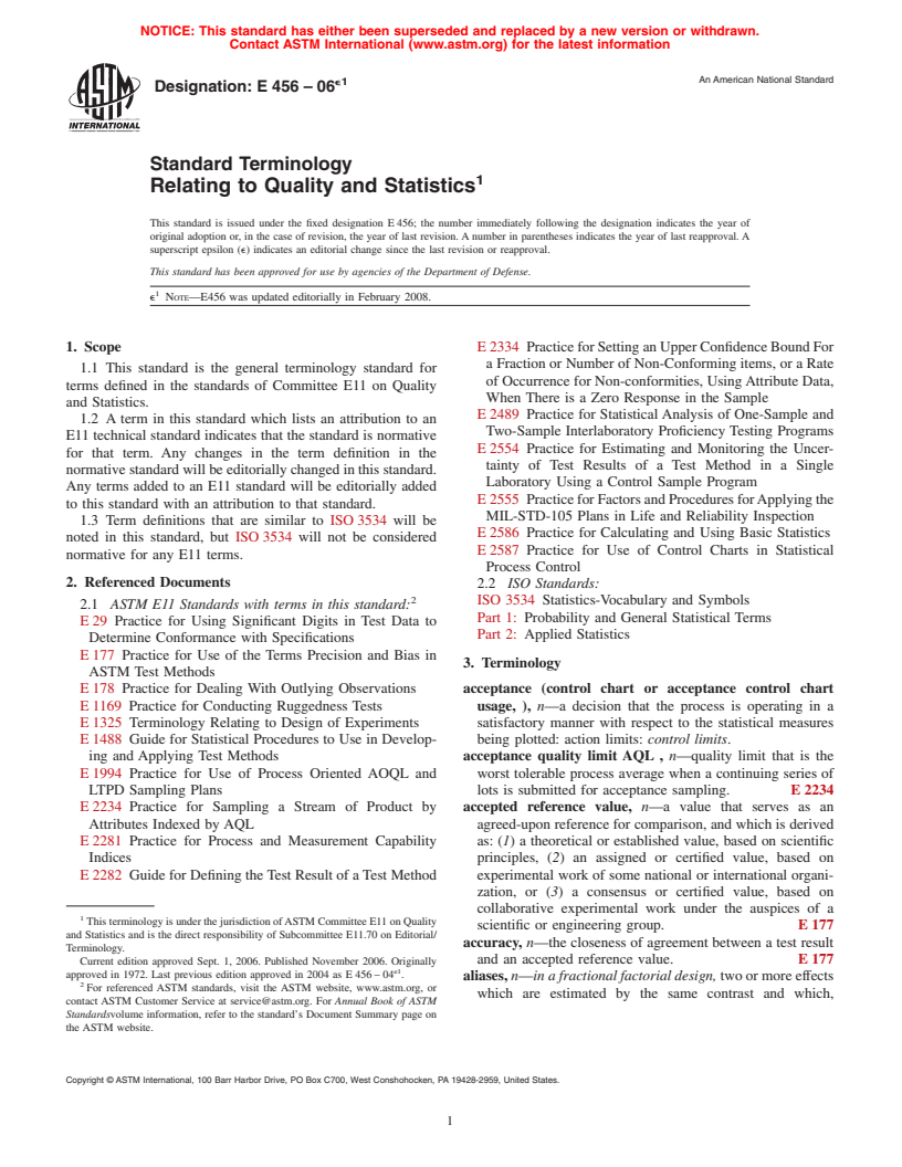 ASTM E456-06e1 - Standard Terminology  Relating to Quality and Statistics