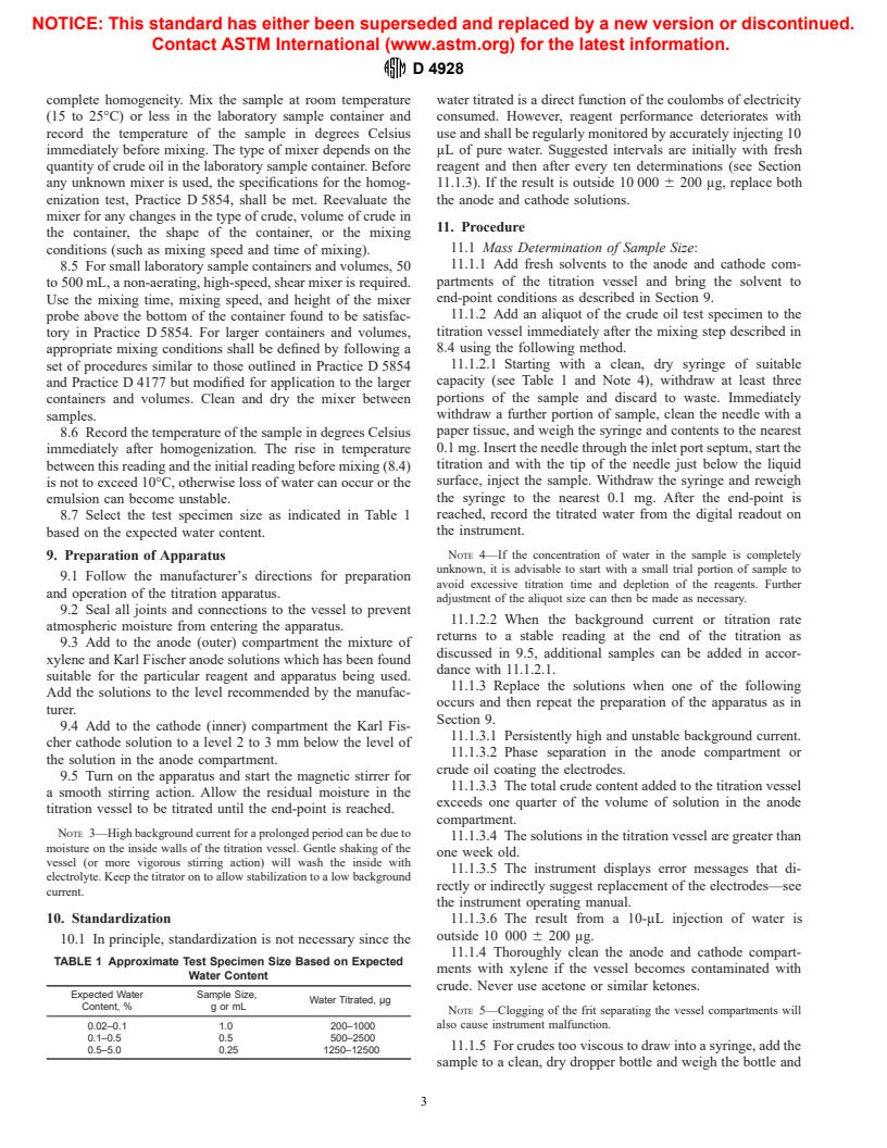 ASTM D4928-00 - Standard Test Methods for Water in Crude Oils by Coulometric Karl Fischer Titration