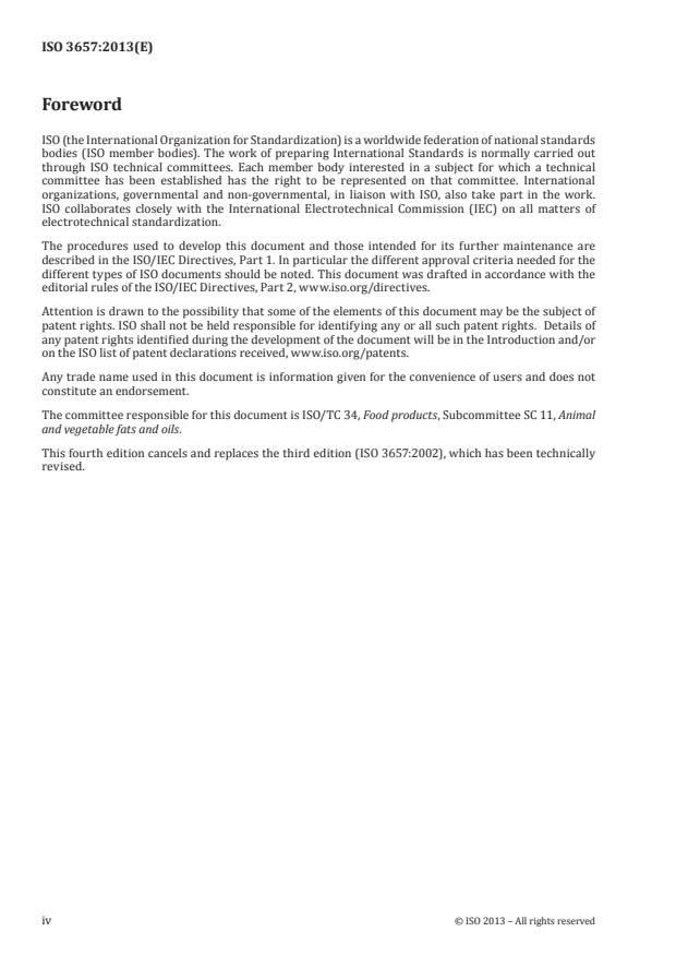ISO 3657:2013 ISO 3657:2013 - Animal and vegetable fats and oils -- Determination of saponification value - Page 4 preview