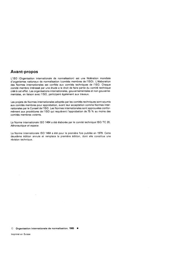 ISO 1464:1985 ISO 1464:1985 - Aéronautique -- Vérins de levage tripodes -- Dimensions d'encombrement - Page 2 preview